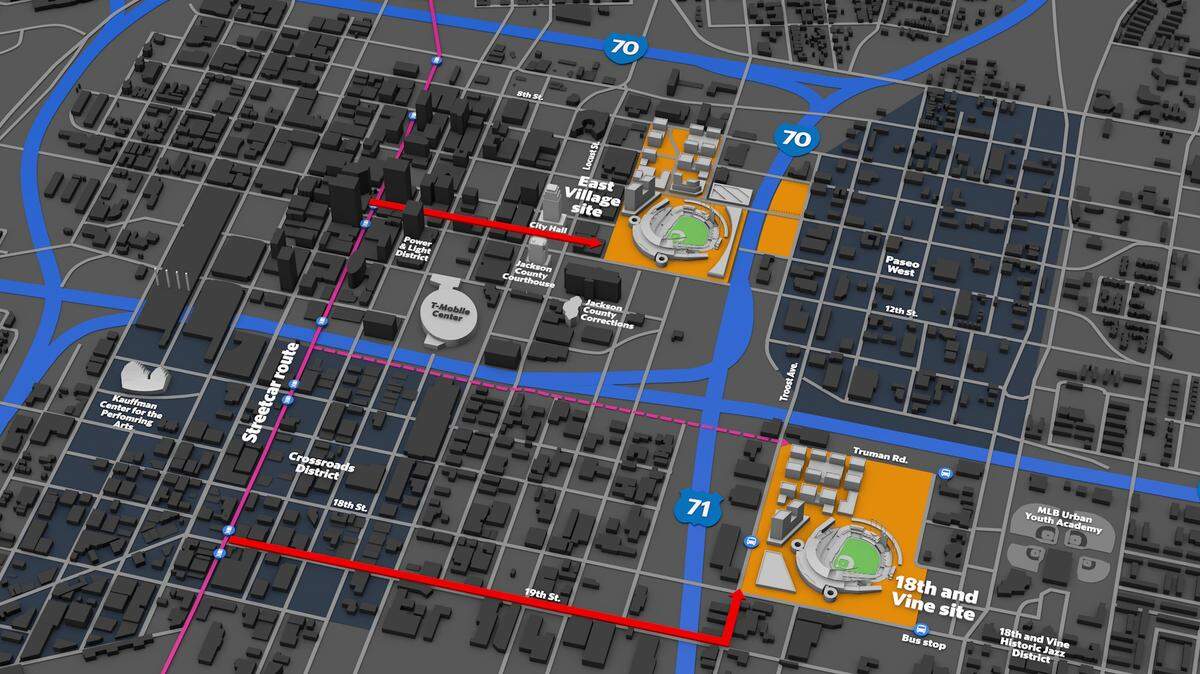 Interactive: How two potential sites for Royals stadium fit into downtown Kansas City