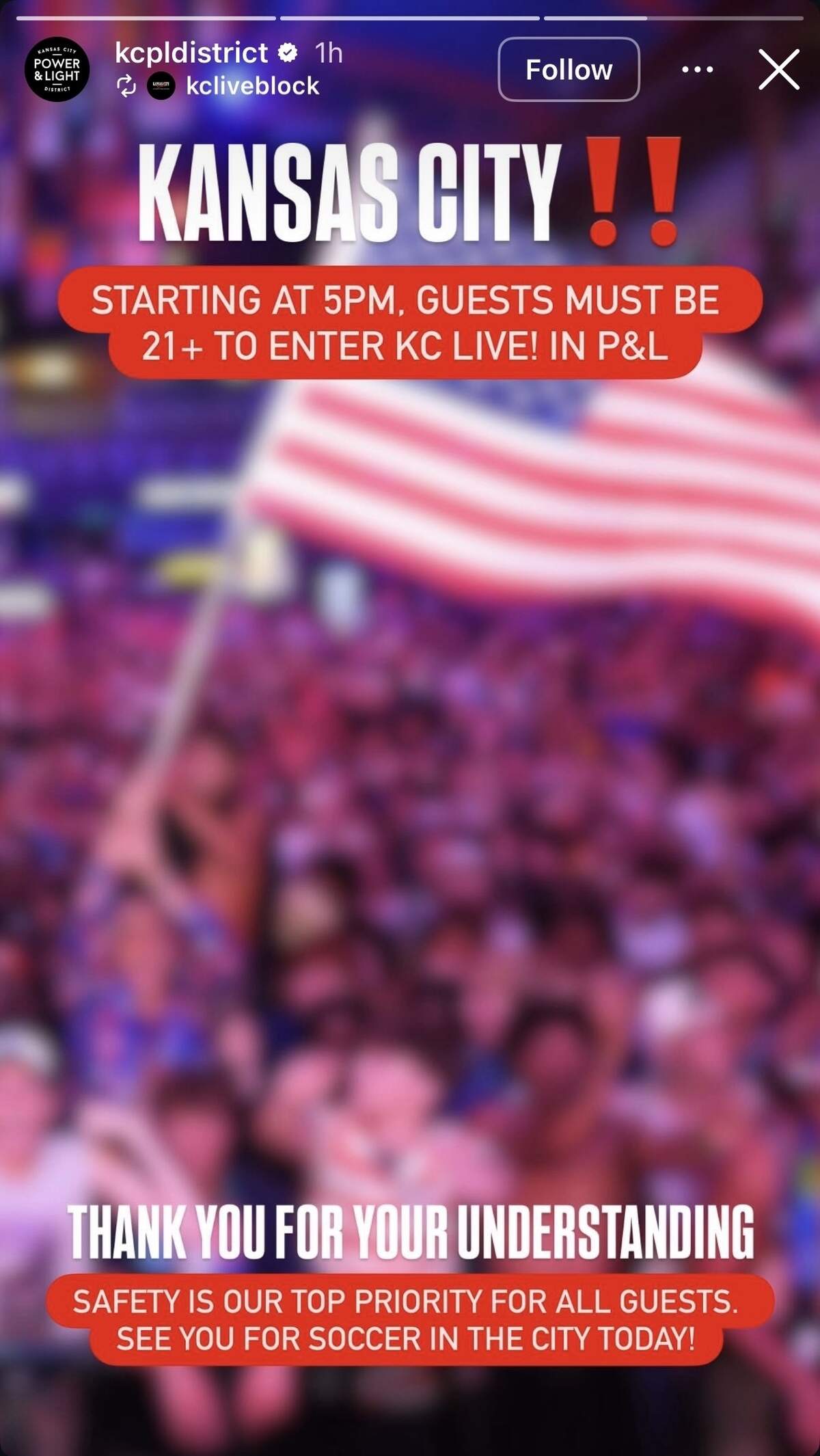 At previous watch parties, fans under the age of the 21 could enter the KC Live! Block inside the Power & Light District before 8 p.m. In a social media post, officials with the Power & Light District are moving that time up to 5 p.m.