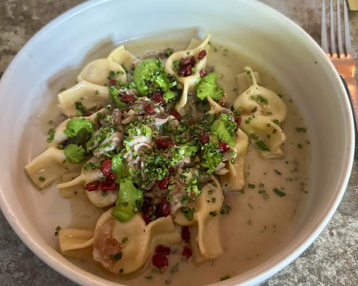 Scarpinocc pasta dish from The Antler Room.