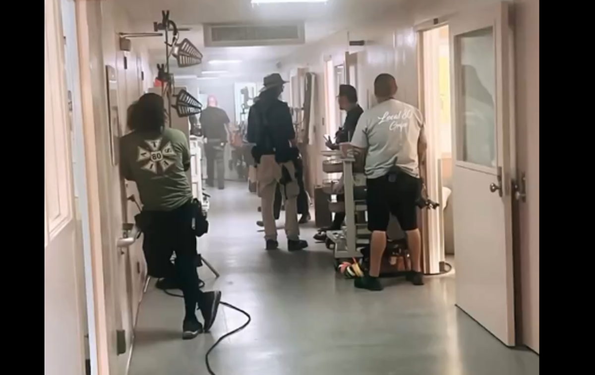 On the set of Travis Kelce’s new television show.