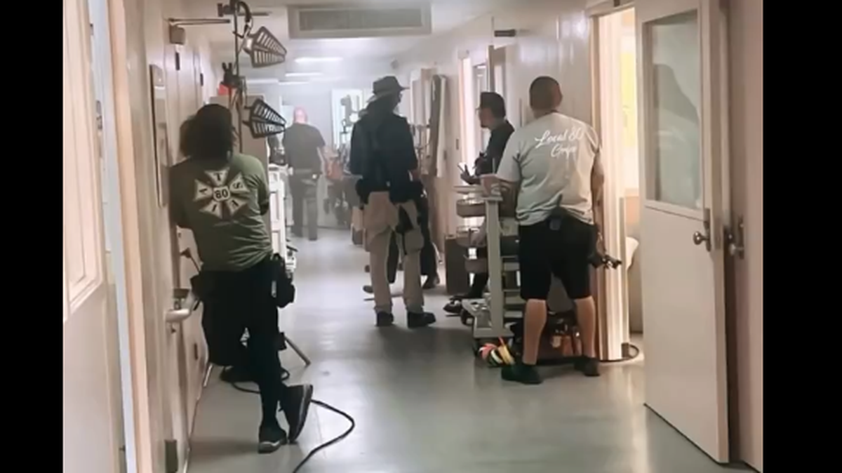 On the set of Travis Kelce’s new television show.