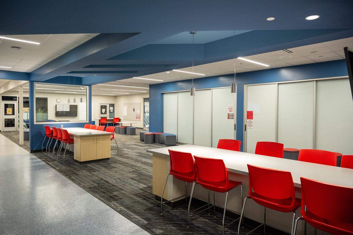 Classroom pods in Santa Fe Trail Middle School on Friday, February 6, 2026, in Olathe. Olathe Public Schools will hold a bond election in March. The district's last bond helped pay for upgrades to Santa Fe Trail Middle School.