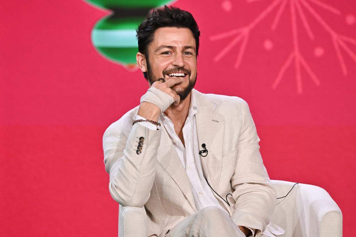Tyler Hynes spoke at the Hallmark Channel’s presentation about the next Christmas movie he’s starring in, “Holiday Touchdown: A Chiefs Love Story,” on Thursday at the Television Critics Association summer press tour in Pasadena, Calif.