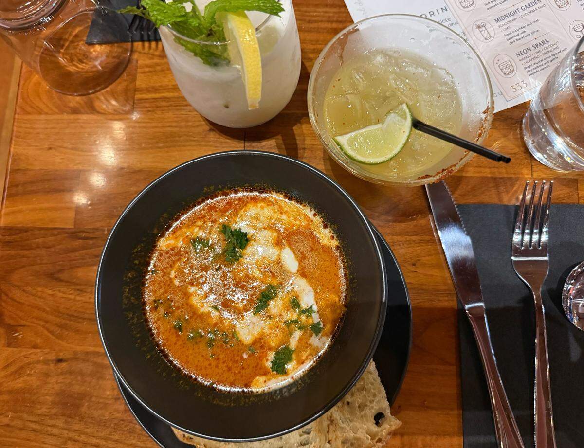 Cafe 333 serves food items like roasted red pepper soup, and drinks like the Lavender Jazz and Southwest 333.