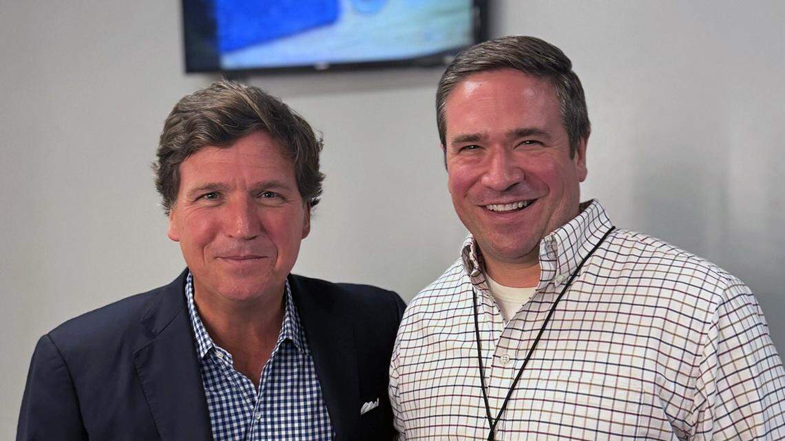 Days after he hosted a “historian” who claimed Adolf Hitler wasn’t so bad, ex-Fox News host Tucker Carlson welcomed Missouri Attorney General Andrew Bailey at a Kansas City appearance.