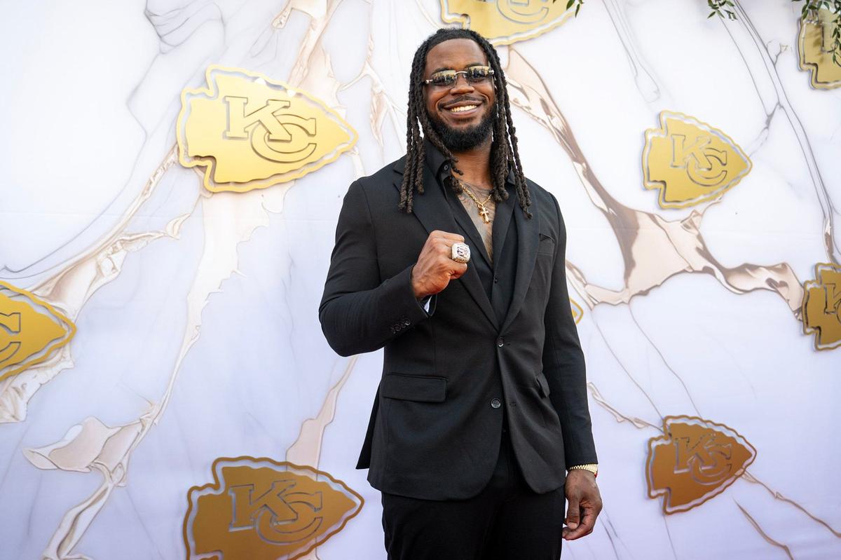 Chiefs Mike Danna walked the red carpet before the Super Bowl LVIII championship ring presentation event on Thursday at The Nelson-Atkins Museum.
