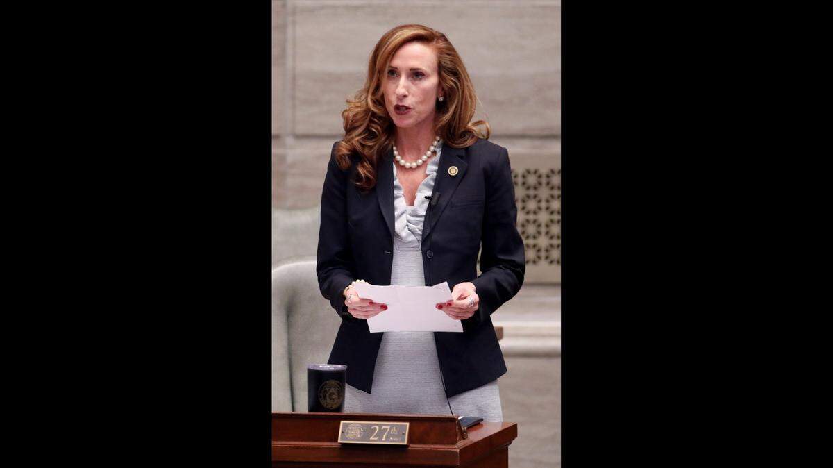 Missouri Sen. Holly Thompson Rehder, a Sikeston Republican, speaks on the Senate floor in this file photo.
