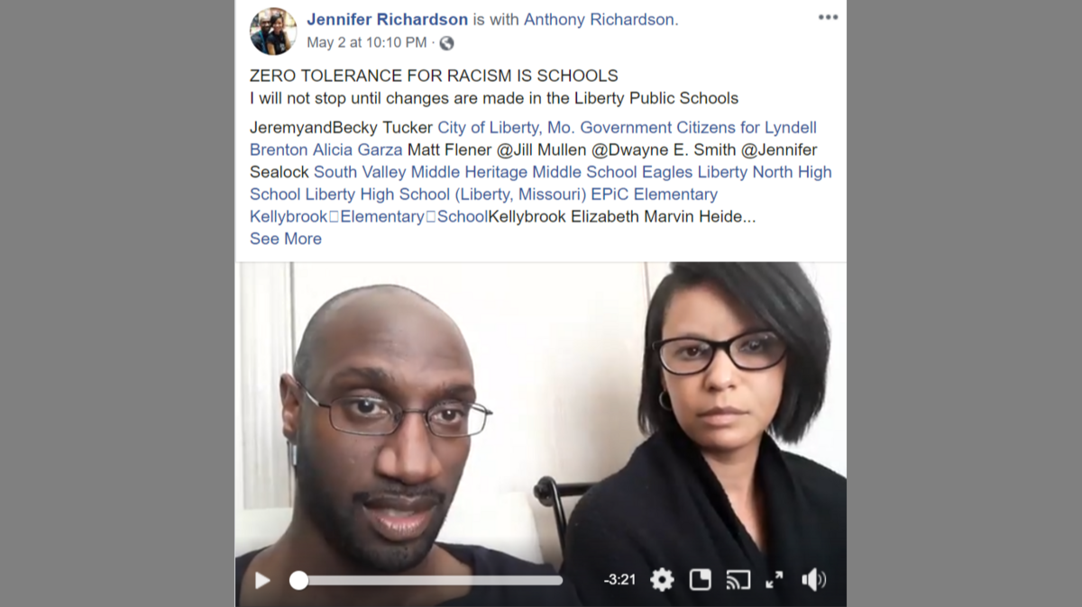 Jennifer and Anthony Richardson posted a video to Facebook explaining their frustrations with the Liberty School District.