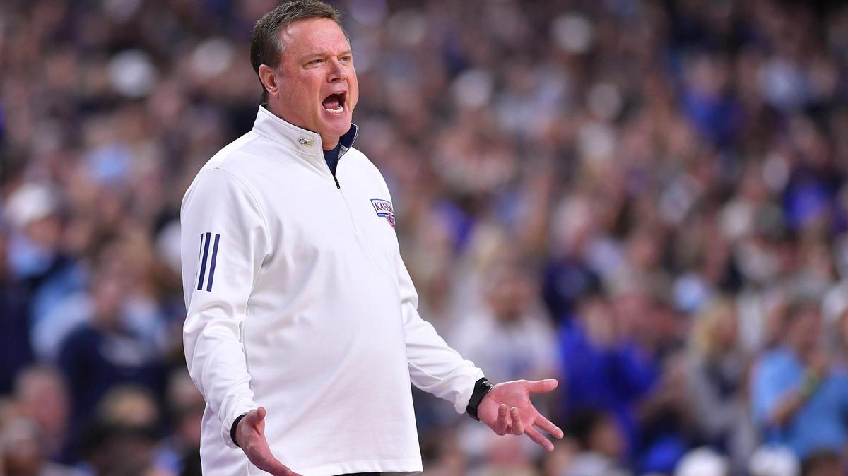 Kansas coach Bill Self disputes a call during the first half of Saturday’s NCAA national semifinal at the Final Four at the Superdome in New orleans.