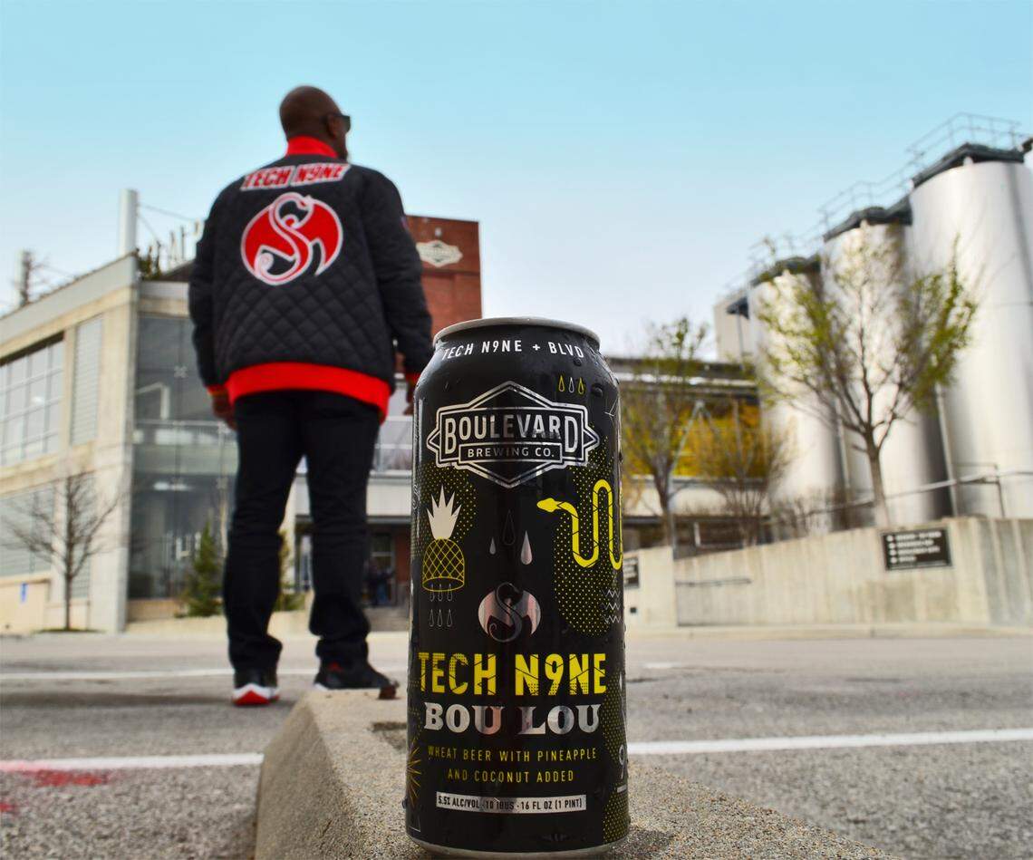 Kansas City rapper Tech N9ne teamed up with Boulevard Brewing Co. to brew Bou Lou, a wheat beer with pineapple and coconut flavors that was inspired by Tech's song "Caribou Lou."