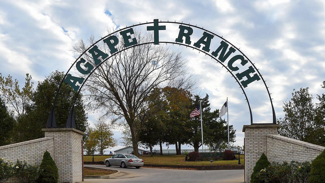 The entrance to Agape Boarding School, a facility for boys located on a 200-acre ranch in Stockton, Missouri.