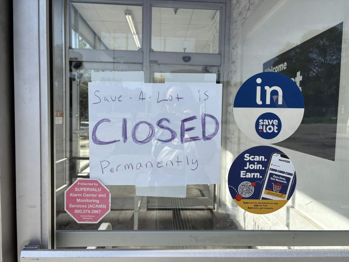 A handwritten sign on the door announces the closure of Save-A-Lot at 3410 Troost in Kansas City. The business has been closed since late May or early June, four people told The Star. June 30, 2026.