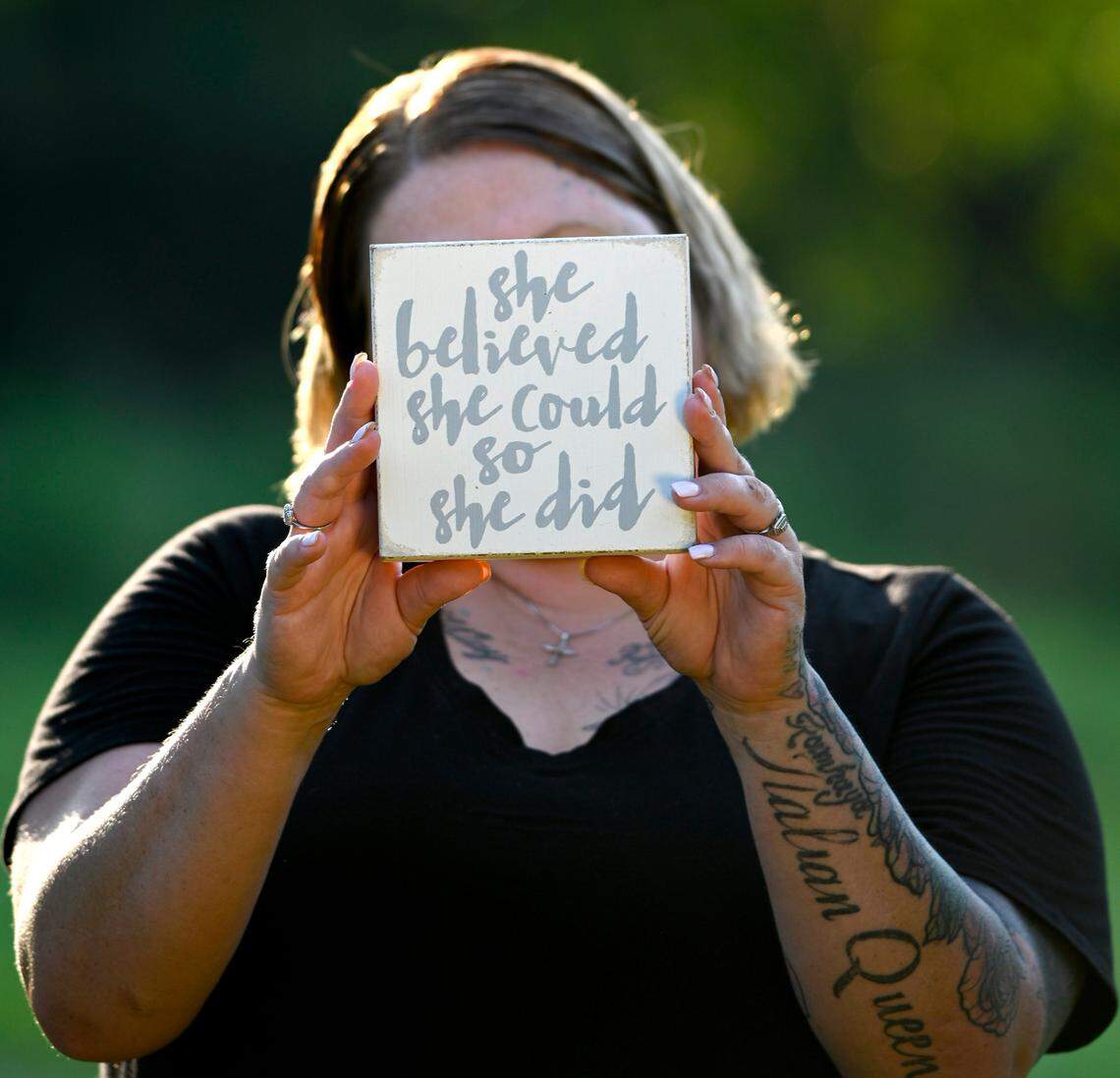 After 10 years of being trafficked for sex and in fear of being killed by her trafficker, she escaped when she gained the courage to call a hotline. The 33-year-old survivor is rebuilding her life at Restoration House of Greater Kansas City, a faith-based organization in Harrisonville where she lives with other survivors. She recently received her high school diploma and wants to help other women who experienced being trafficked.