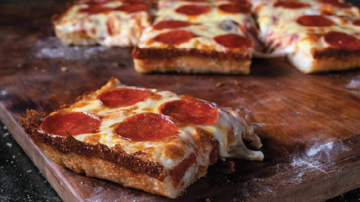 Detroit-style pepperoni pizza at Jet’s Pizza.