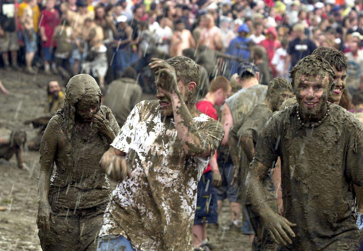 Rain caused things to get messy at Ozzfest 2001 at Sandstone Amphitheatre in Bonner Springs. The daylong event featured performances by Black Sabbath, Marilyn Manson and Slipknot.