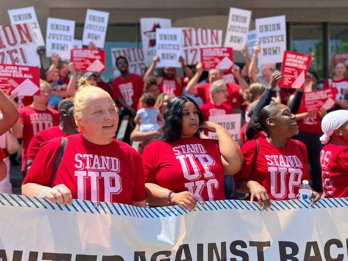 Marieta Ortiz (left) has participated in activism with Stand Up KC, an organization of retail and fast food employees across the metro area.