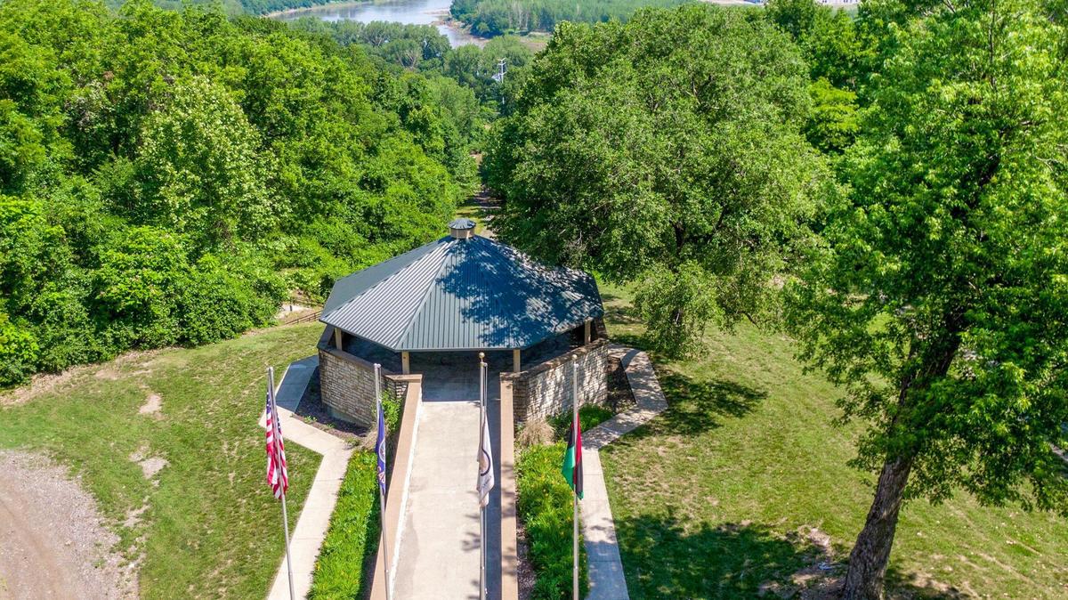 The Missouri River is seen from the overlook at the Quindaro Ruins Archeaological Park in Kansas City, Kansas. The town of Quindaro, which was once located in the area, was founded in 1856 and was a stop on the Underground Railroad.