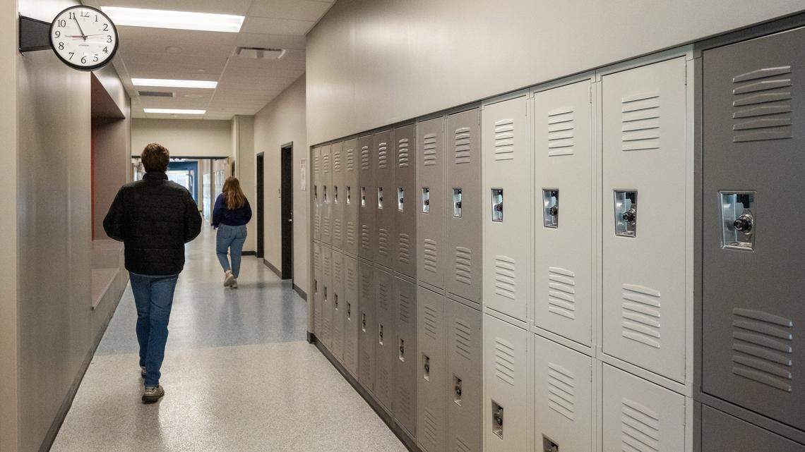 Hallways with new lockers in Santa Fe Trail Middle School on Friday, Feb. 6, 2026, in Olathe.