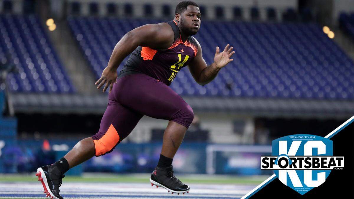 Western Illinois defensive lineman Khalen Saunders runs a drill at the NFL football scouting combine in Indianapolis, Sunday, March 3, 2019. (AP Photo/Michael Conroy)