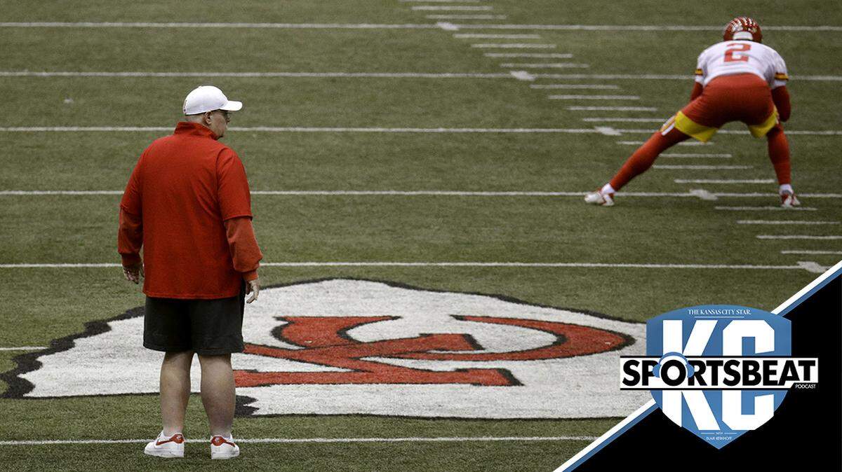 Kansas City Chiefs head coach Andy Reid watches an NFL football practice Thursday, Jan. 23, 2020 at in Kansas City, Mo. The Chiefs will face the San Francisco 49ers in Super Bowl 54. (AP Photo/Charlie Riedel)