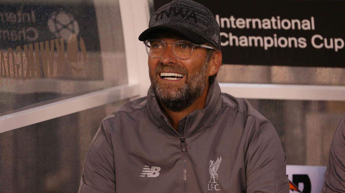 Liverpool manager Jurgen Klopp before the first half of an International Champions Cup soccer match against Manchester City at MetLife Stadium.