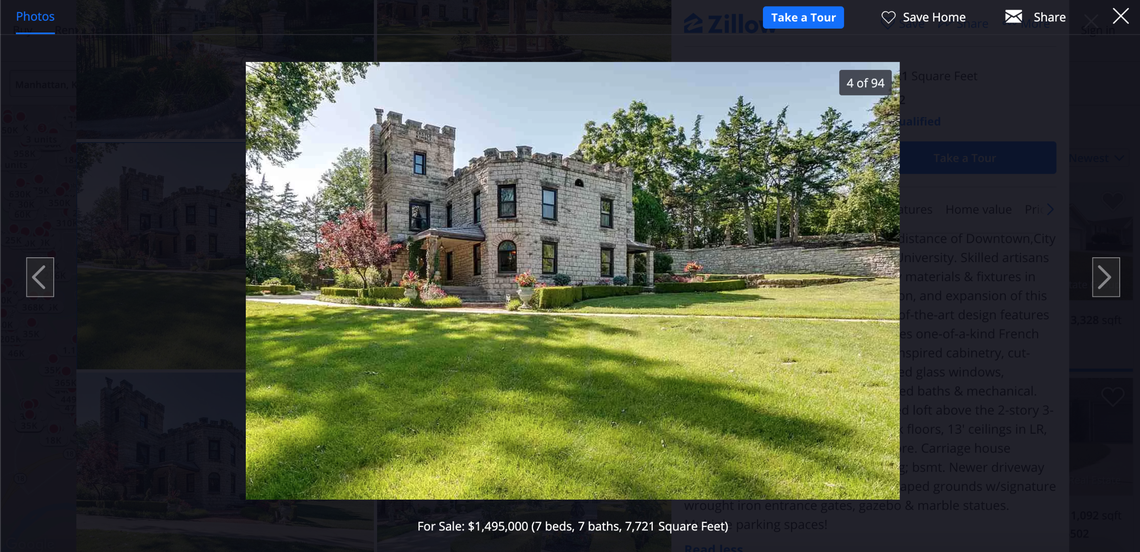 The home is located in Manhattan about 120 miles west of Kansas City.