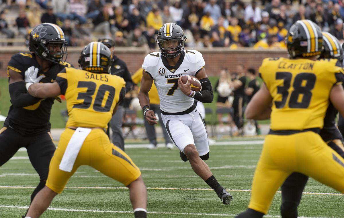 Kelly Bryant (with ball) quarterbacked Clemson into the College Football Playoff in 2017. After using the graduate-transfer rule to move to Missouri for his senior season, Bryant is expected to replace the departed Drew Lock as the Tigers' starting QB in 2019.