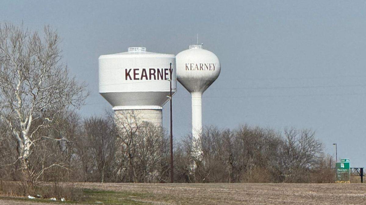 Kearney demolished its water tower on Tuesday.