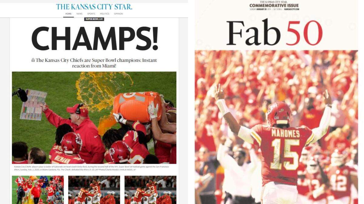 The Kansas City Star’s sports website and Patrick Mahomes “Fab 50” special section were judged among the 10 best in the country for 2019 by the Associated Press Sports Editors.