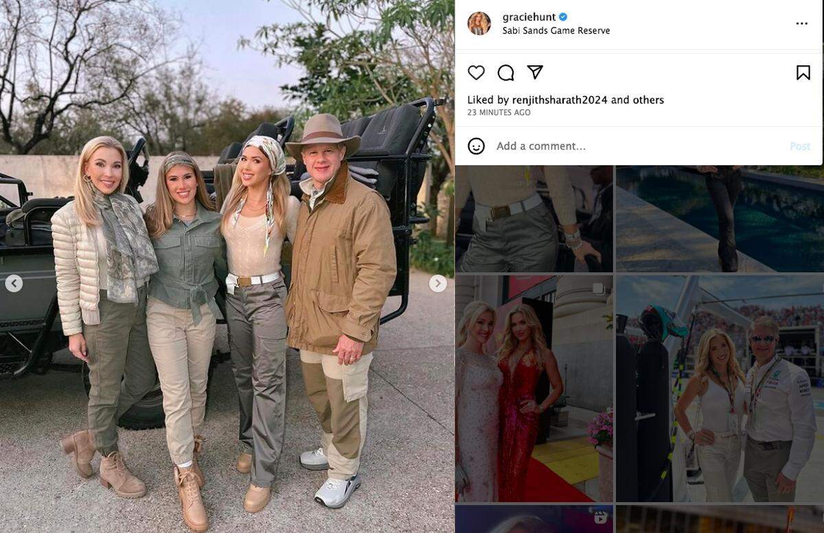 Kansas City Chiefs owner Clark Hunt took his wife Tavia and two daughters, Gracie and Ava, on a South African safari after doling out Super Bowl rings at a red carpet event in Kansas City.