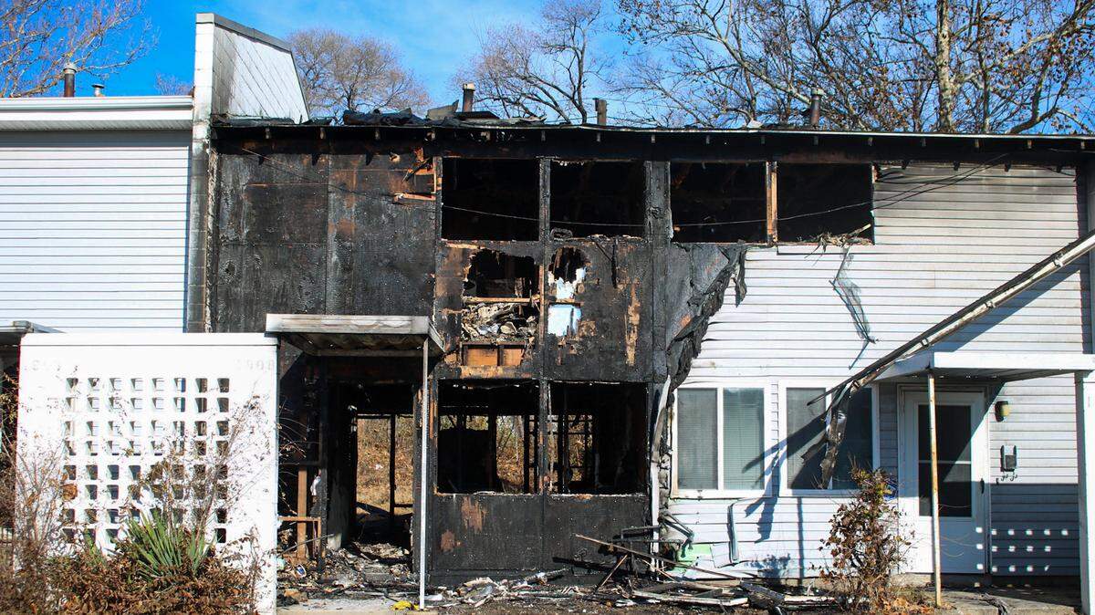 A vacant apartment in the 1900 block of E. 15th Terrace in the Parade Park Homes complex is left damaged after a fire there on Dec. 6, 2025.