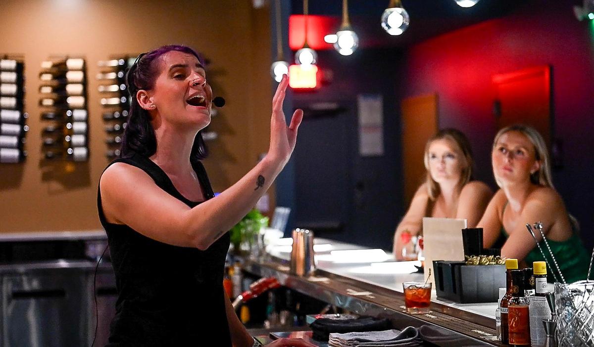 Singing bartender Vonne Whitman, 33, calls the area behind the bar at the Uptown Lounge her “comfort zone.” While serving drinks, she sings a ballad from the Disney musical “The Little Mermaid.”