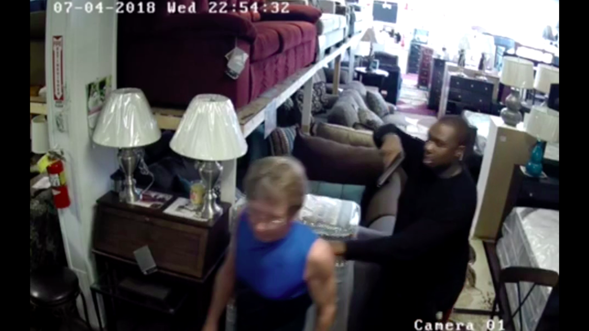 Police are looking for a man they say attempted to rob a furniture store in Indianapolis. Surveillance video showed the man holding a gun to the store owner’s head before running out the door when police say the owner got his own gun.