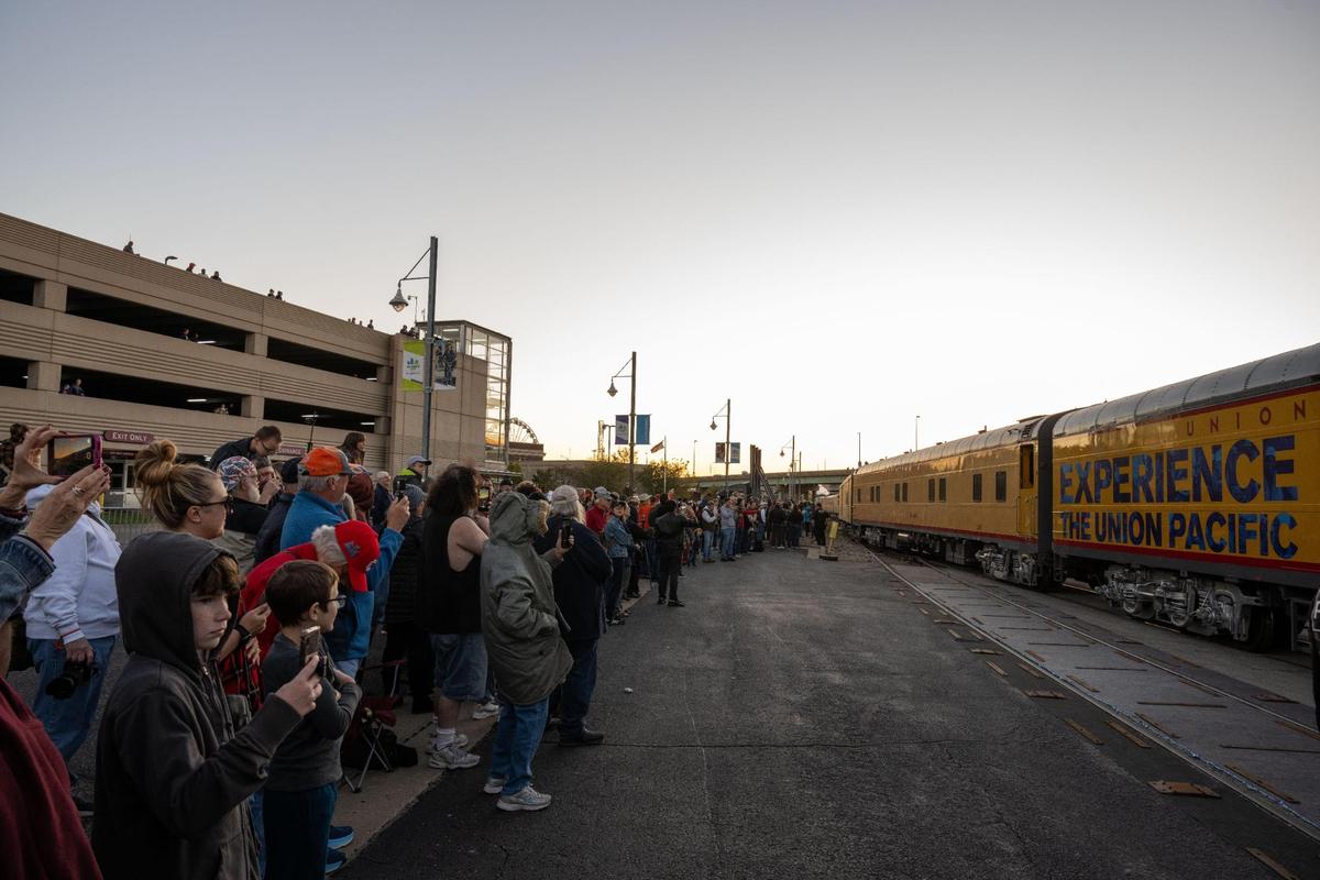 Train enthusiasts gathered near Union Station to watch Union Pacific’s Big Boy roll into Kansas City on Tuesday, Oct. 15, 2024.