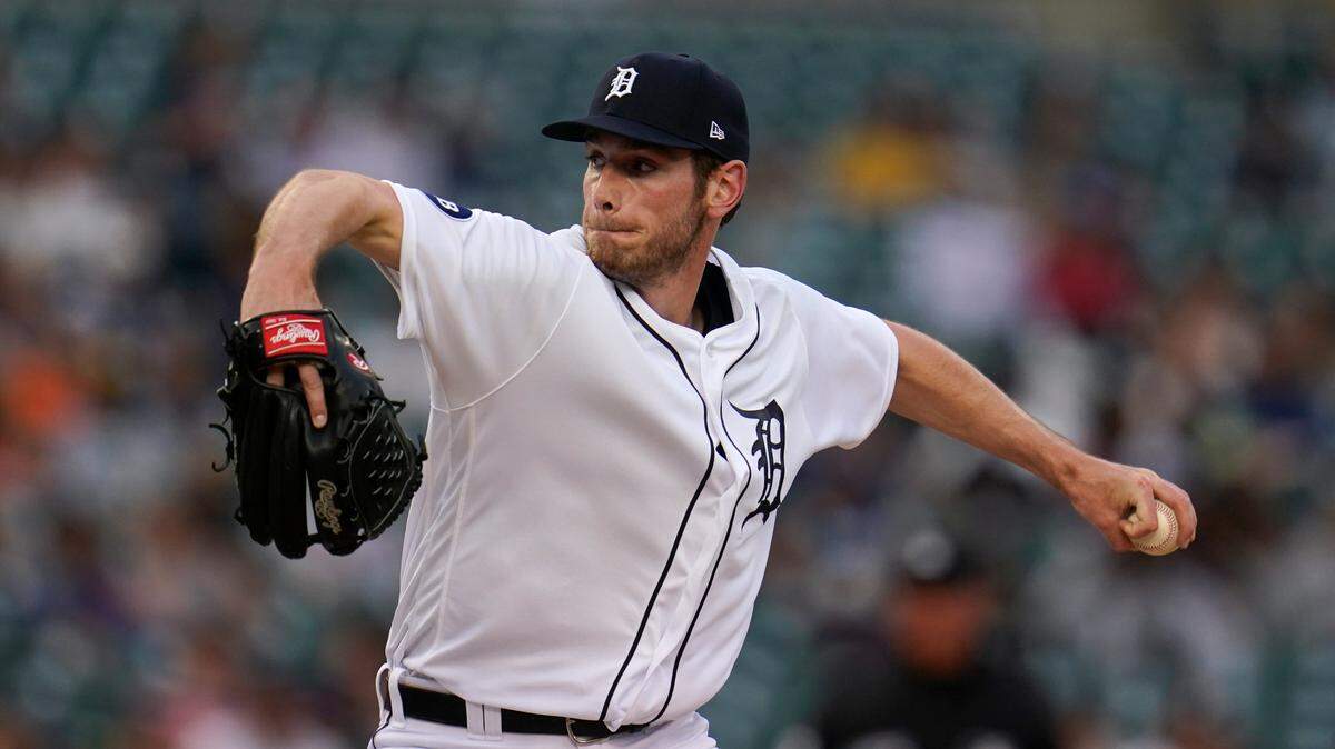 Detroit Tigers pitcher Joey Wentz throws against the Oakland Athletics in the third inning of a baseball game in Detroit, Wednesday, May 11, 2022. (AP Photo/Paul Sancya)