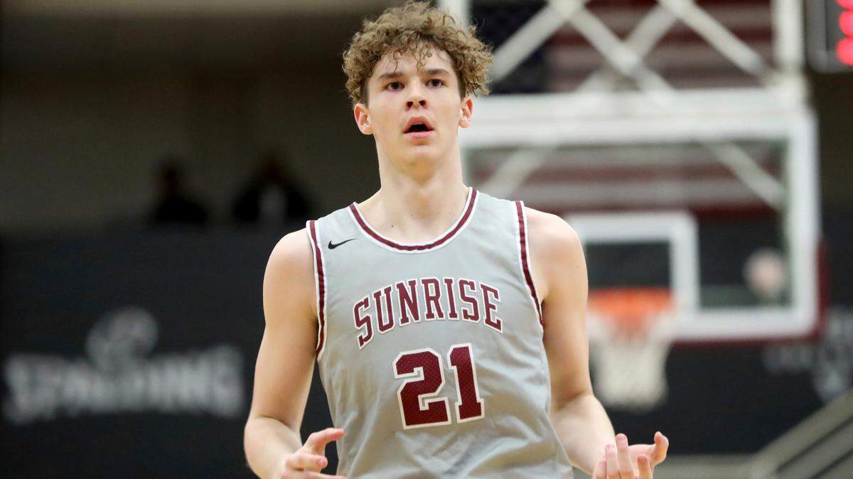 Sunrise Christian Academy’s Zach Clemence #21 is seen against Hillcrest Prep during a high school basketball game at the Hoophall Classic, Sunday, January 19, 2020, in Springfield, MA. (AP Photo/Gregory Payan)
