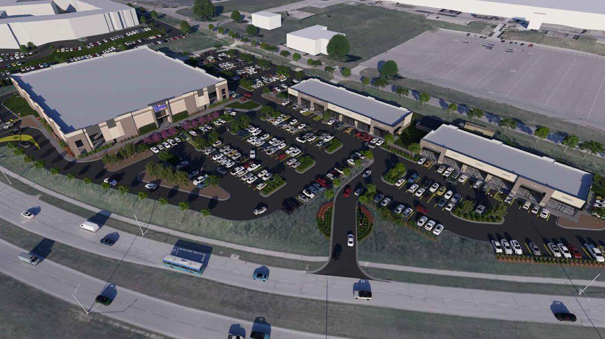 A rendering shows an aerial view of a proposed new Rush Funplex location in Lee’s Summit.