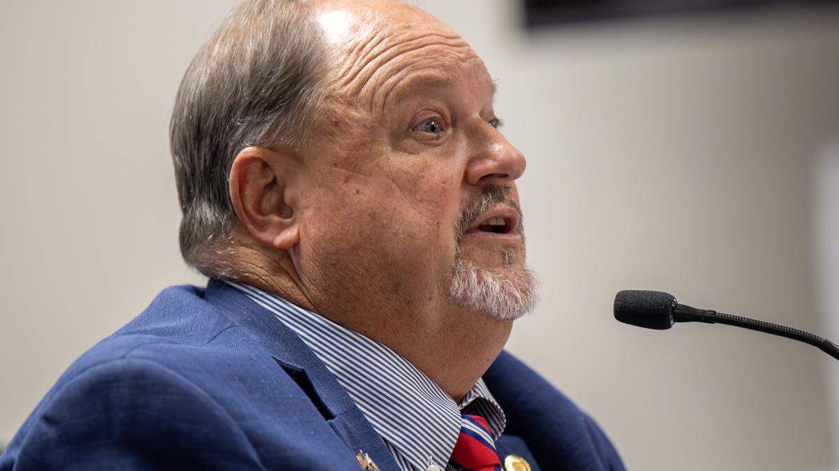Rep. Ed Lewis, a Moberly Republican, speaks during a legislative hearing on Thursday, Sept. 4, 2025, in Jefferson City. Lewis has sponsored legislation that would overhaul the state's initiative petition process.