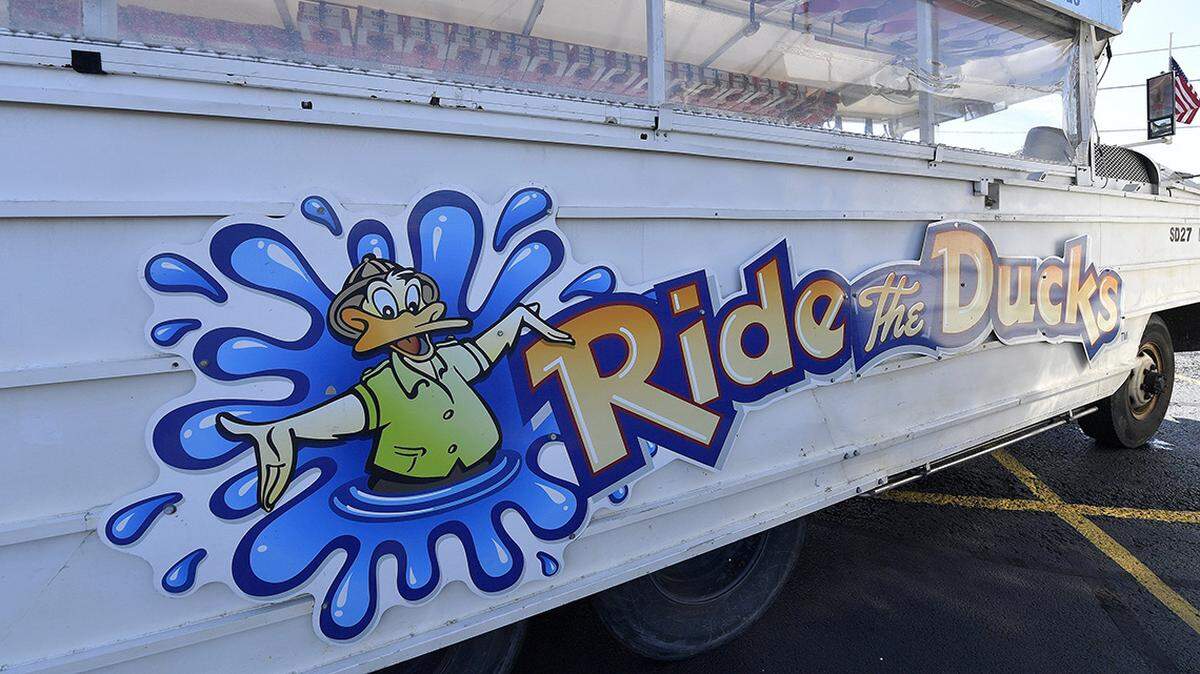 The duck boats began their tours from a parking lot off Branson’s main entertainment strip.