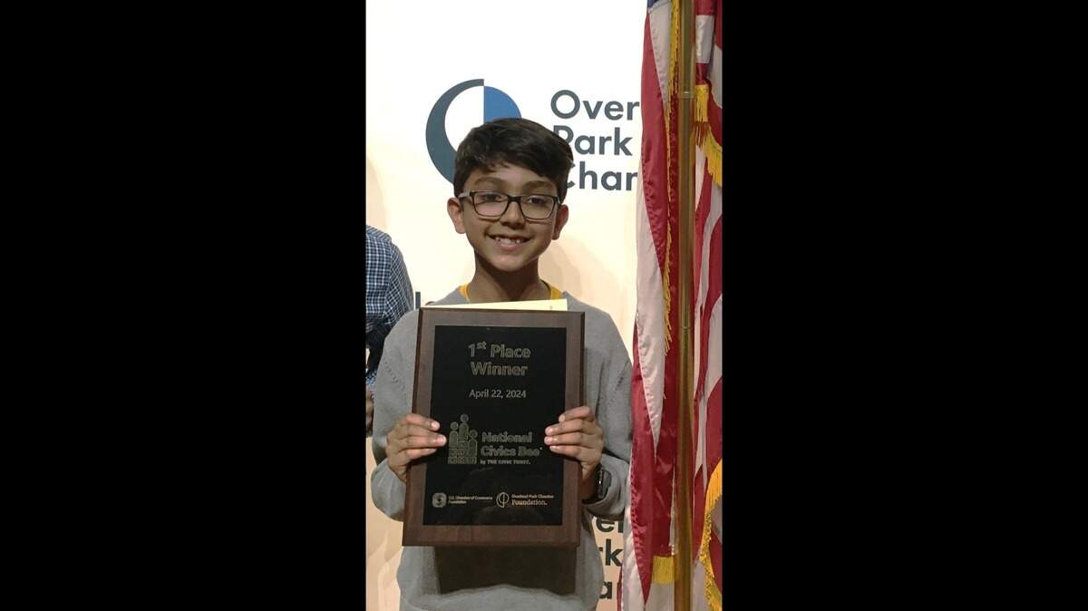 Rishaan Panchal, a sixth-grader at Lakewood Middle School in Overland Park, placed first in a local National Civics Bee competition. Pranjal Adhikari, an eighth grader at Lakewood, placed second and Caleb Bonnema, a seventh grader at Blue Valley Middle School, placed third. All three are competing for the state title in Wichita.