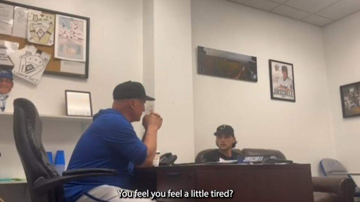 Omaha manager Mike Jirschele got to deliver the good news to Jac Caglianone.