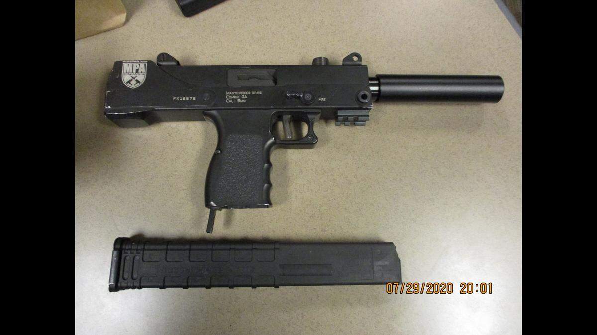 The U.S. Attorney’s Office in the Western District of Missouri said a Masterpiece Arms 9mm pistol was recovered when police officers stopped Jamahl D. Jones.