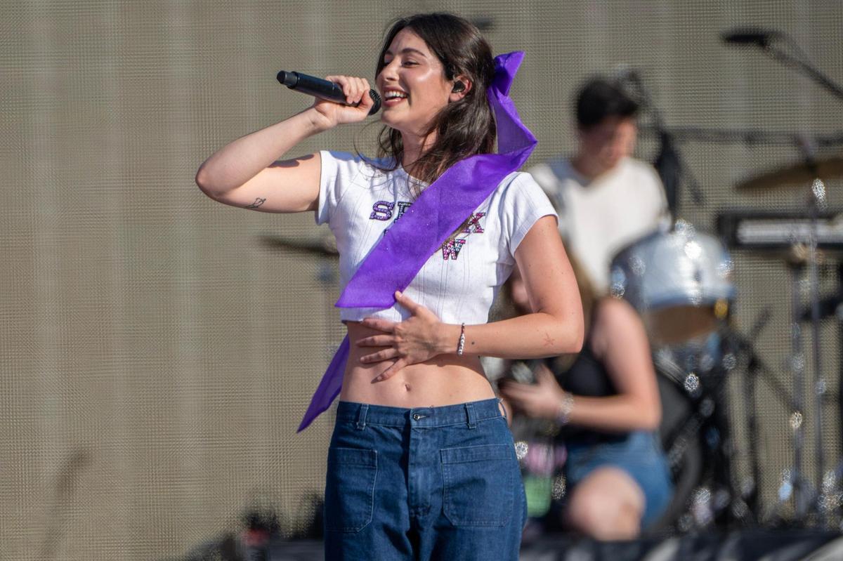 Gracie Abrams performs during Taylor Swift’s Eras Tour at GEHA Field at Arrowhead Stadium on Friday, July 7, 2023, in Kansas City.