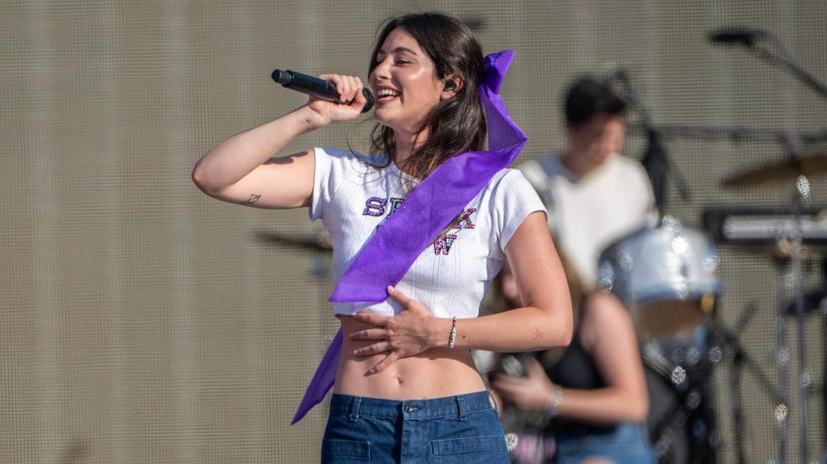 Gracie Abrams performs during Taylor Swift’s Eras Tour at GEHA Field at Arrowhead Stadium on Friday, July 7, 2023, in Kansas City.