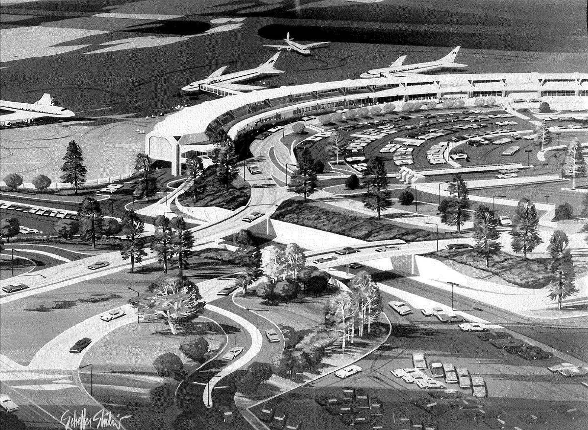A rendering from 1969 shows the design of what would become Kansas City International Airport.
