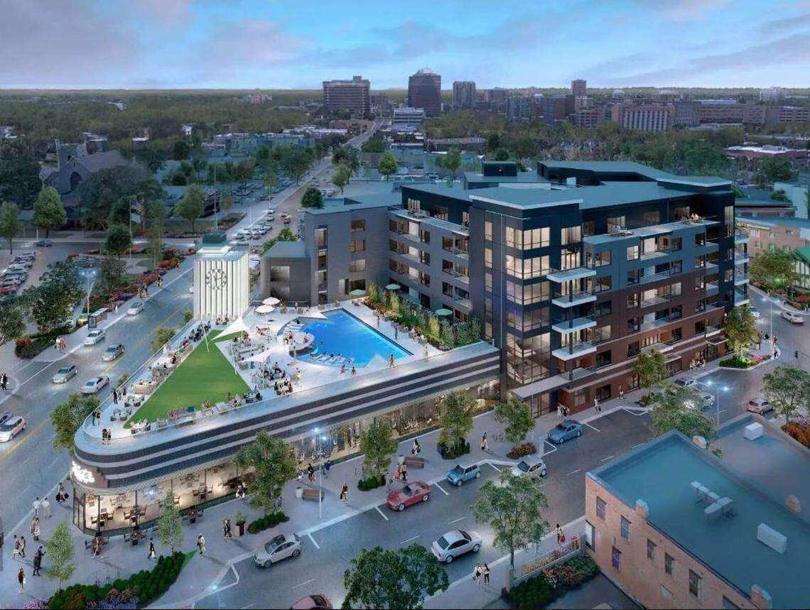 This screengrab from Lux Living’s website shows plans for the redevelopment of the former Katz Drug Store building in Midtown Kansas City.