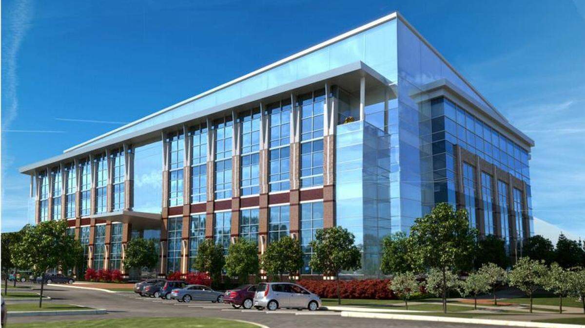 The first of four office buildings at CityPlace, at U.S. 69 and College Boulevard, will house the headquarters of health care technology company WellSky, formerly known as Mediware Information Systems Inc.