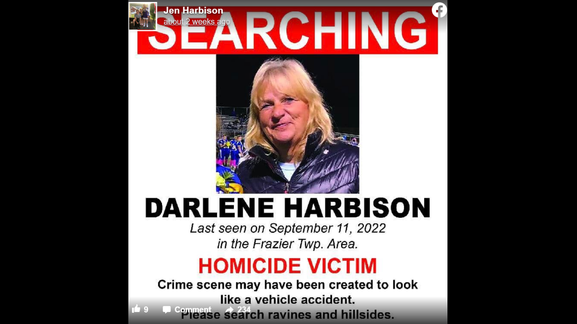 Authorities in Pennsylvania said human remains were found near Darlene Harbison’s motorcycle. The remains are believed to be hers, but a medical examiner has not made official confirmation as of Dec. 6.