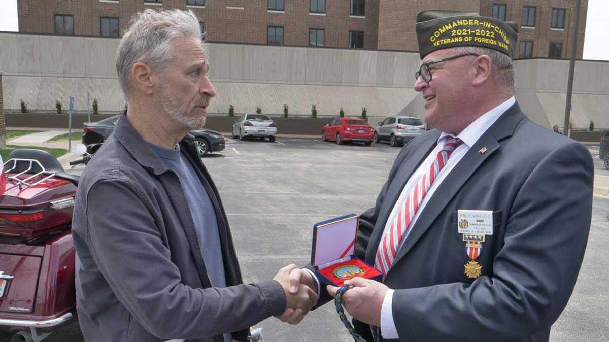 Jon Stewart came to Kansas City Tuesday to support the Honoring our PACT bill.