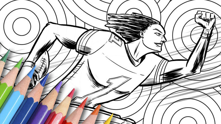 Catch Xavier Worthy sprinting to the Super Bowl in this with Kansas City Chiefs coloring page